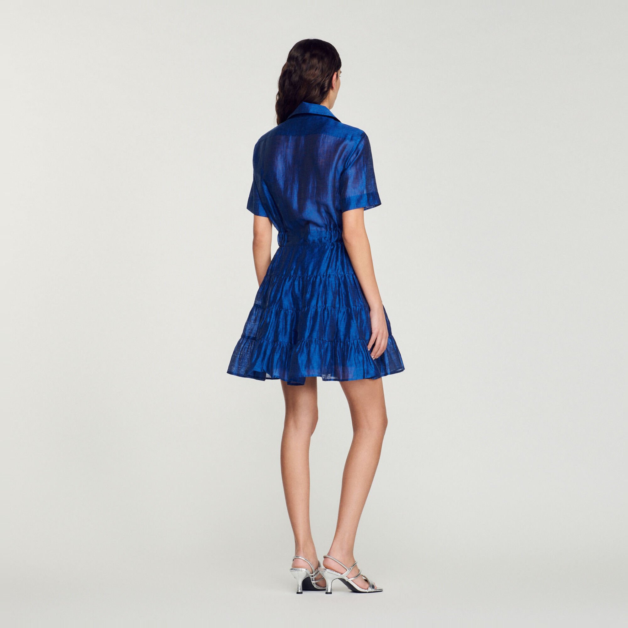 Sandroミニワンピースネイビー36 Mini dress with buttons blue For Women | Sandro Paris