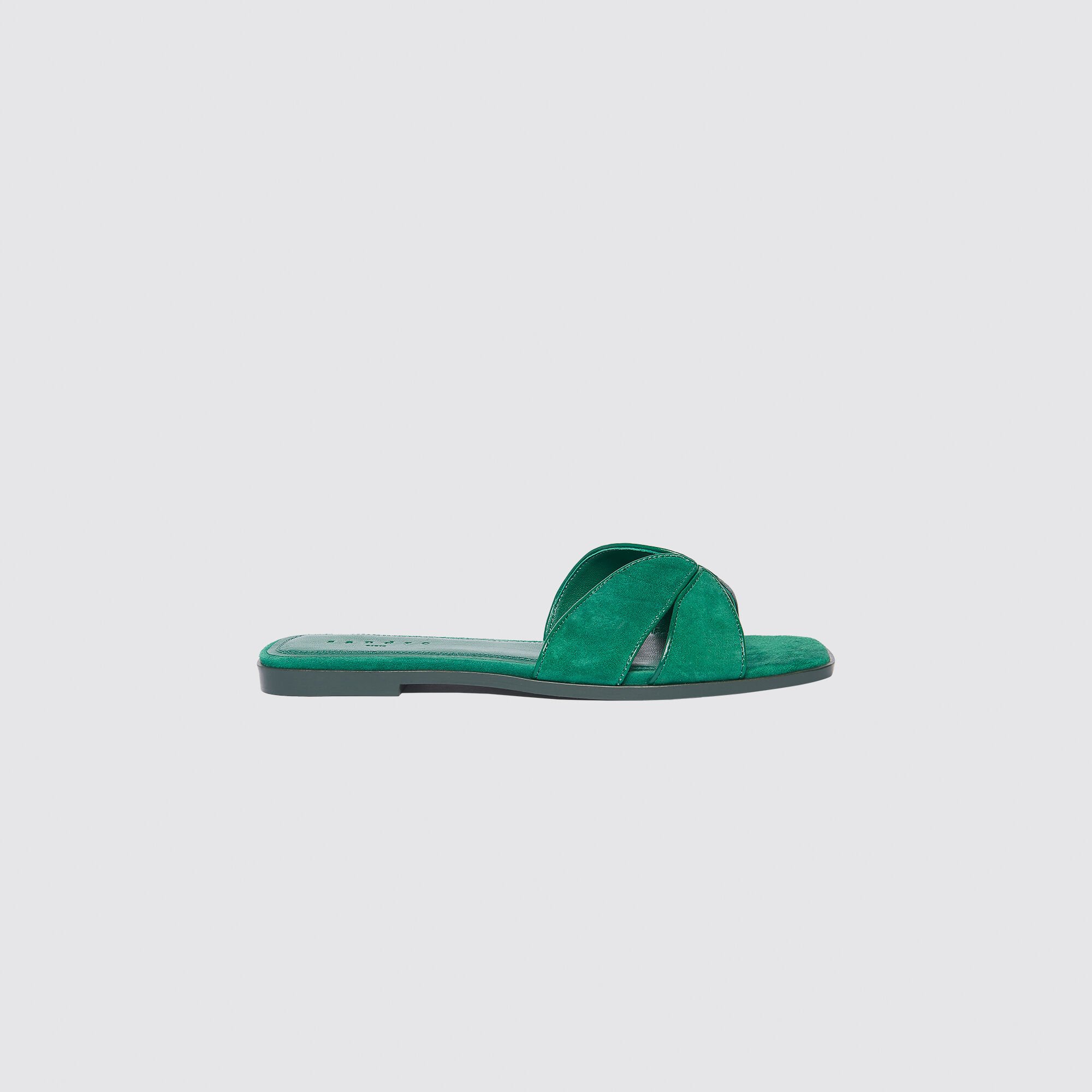Flat leather crossover sandals | Sandro | Sandro Secondhand