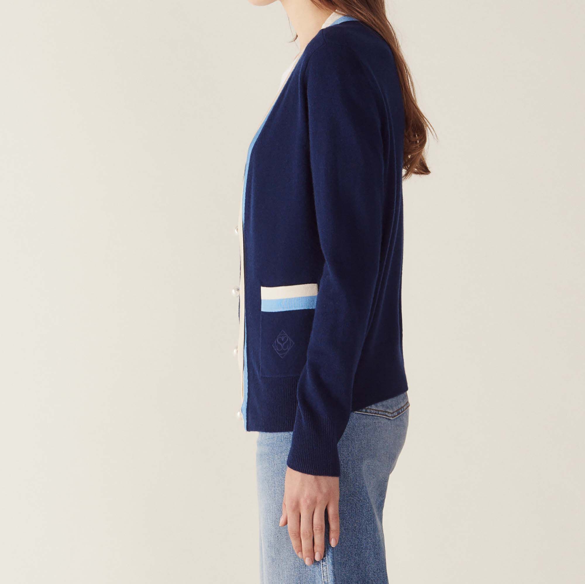Fine knit collegiate cardigan sale