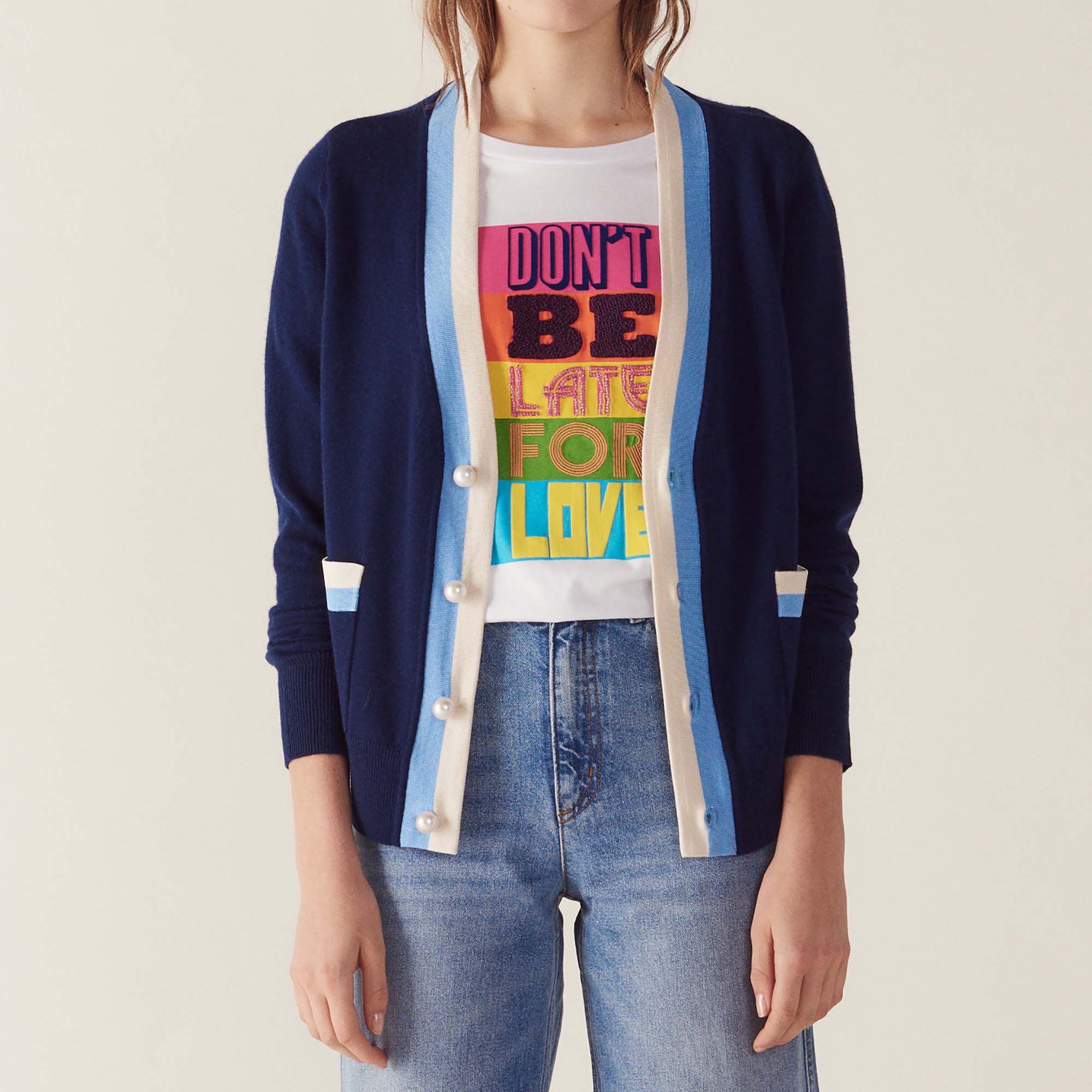 Fine knit collegiate cardigan Sandro Sandro Secondhand