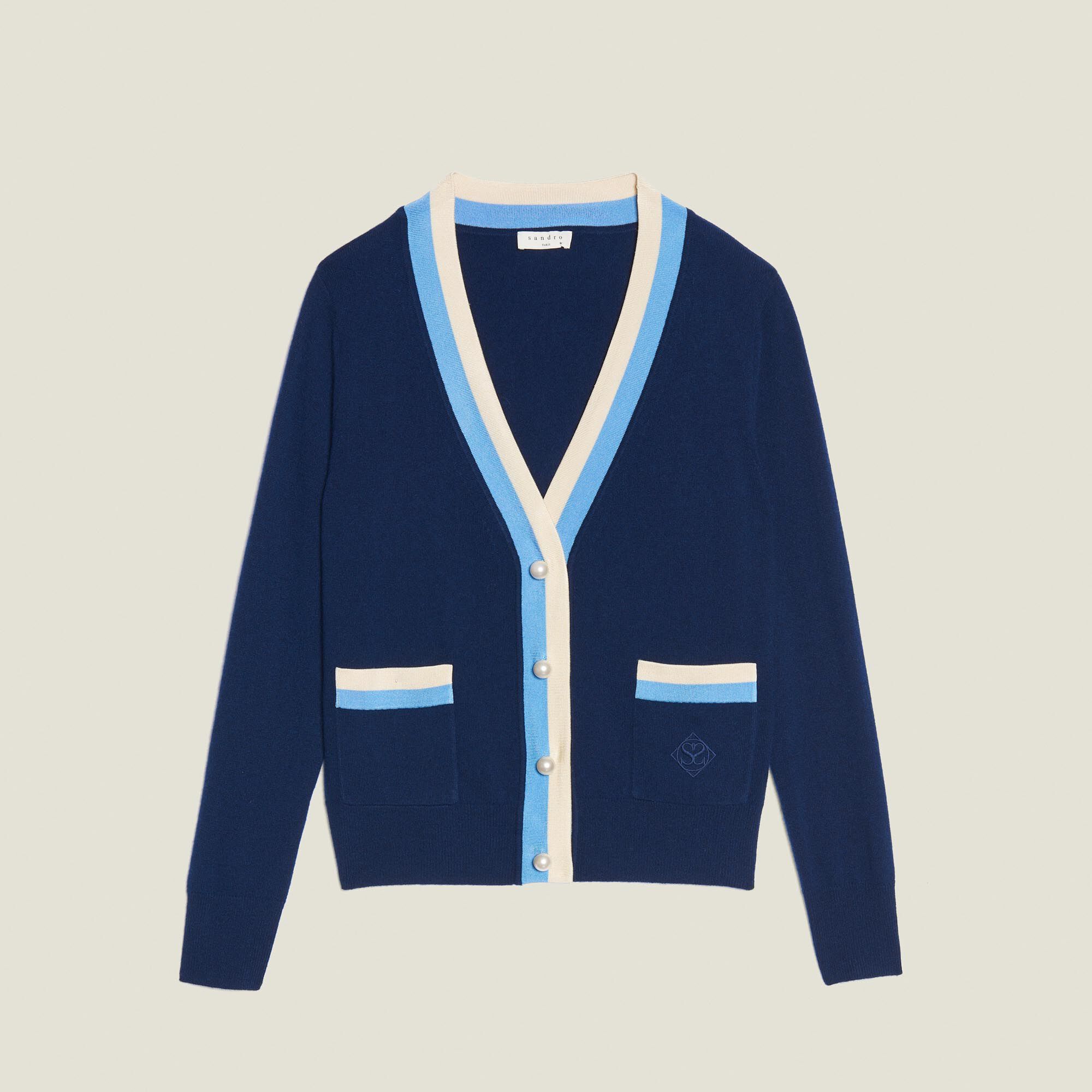 Fine knit collegiate cardigan Sandro Sandro Secondhand
