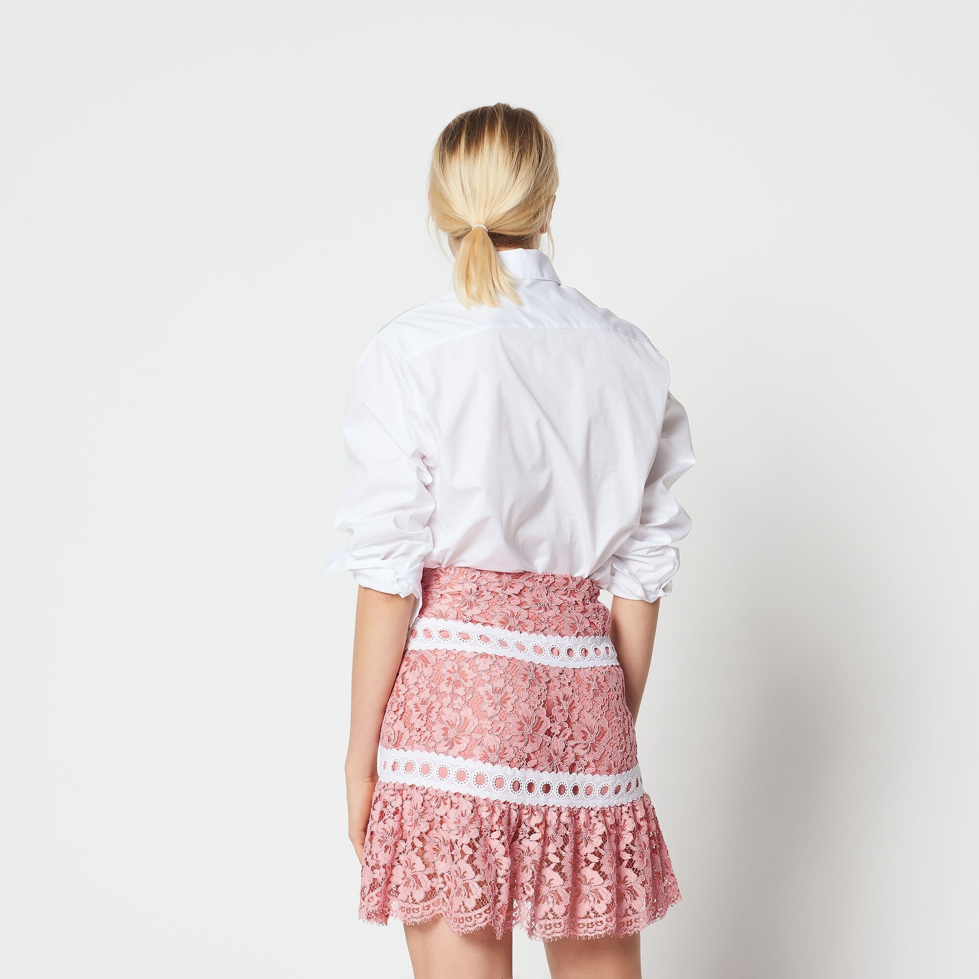 【海外限定】Sandroスカート☆Logo lace-waistband floaty-hem s Lace skirt finished with braid trim | Sandro | Sandro Secondhand