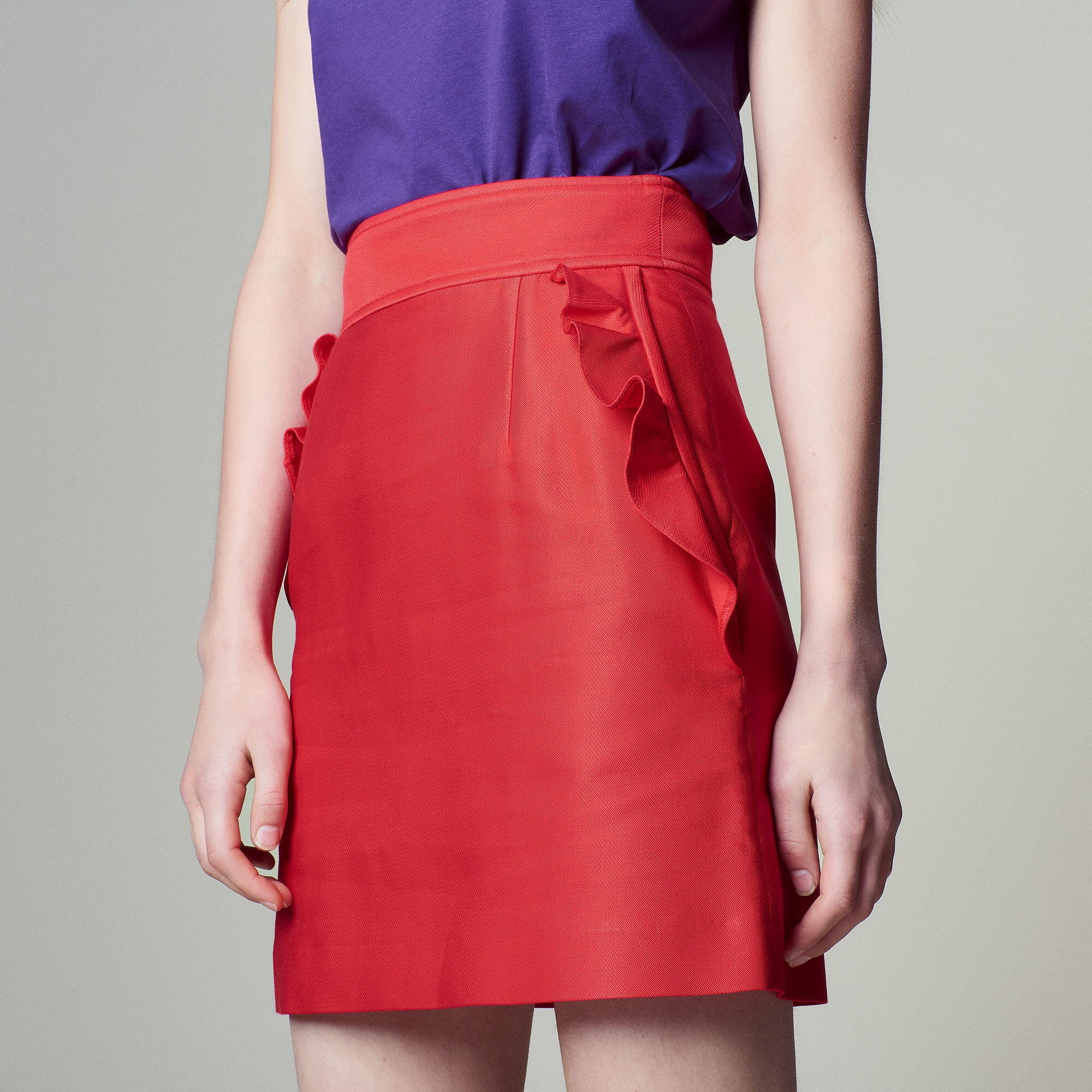 Cotton blend skirt with ruffled pockets | Sandro | Sandro