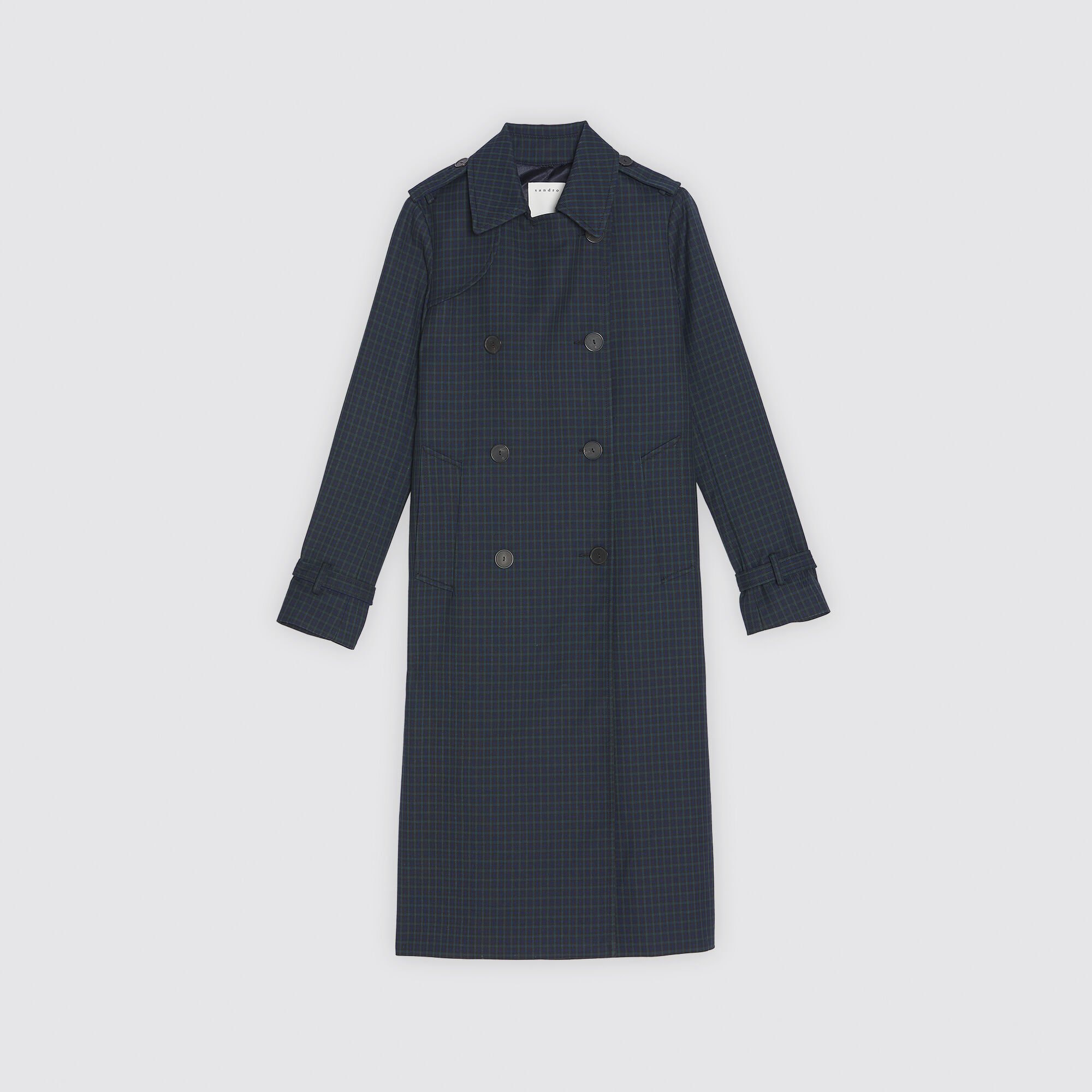 Sandro flowing tartan trench coat outlet