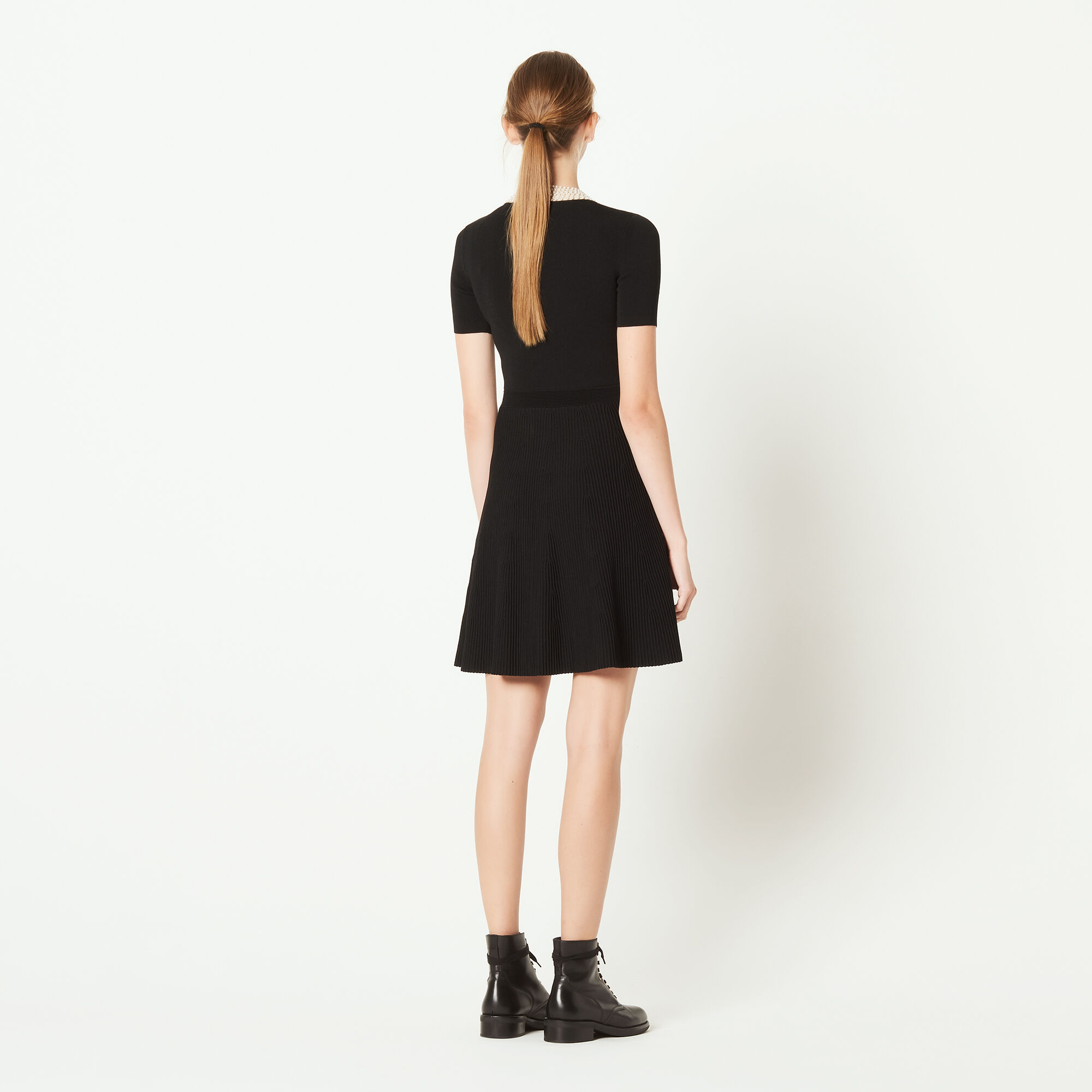 Short knit dress with jewelled collar | Sandro | Sandro