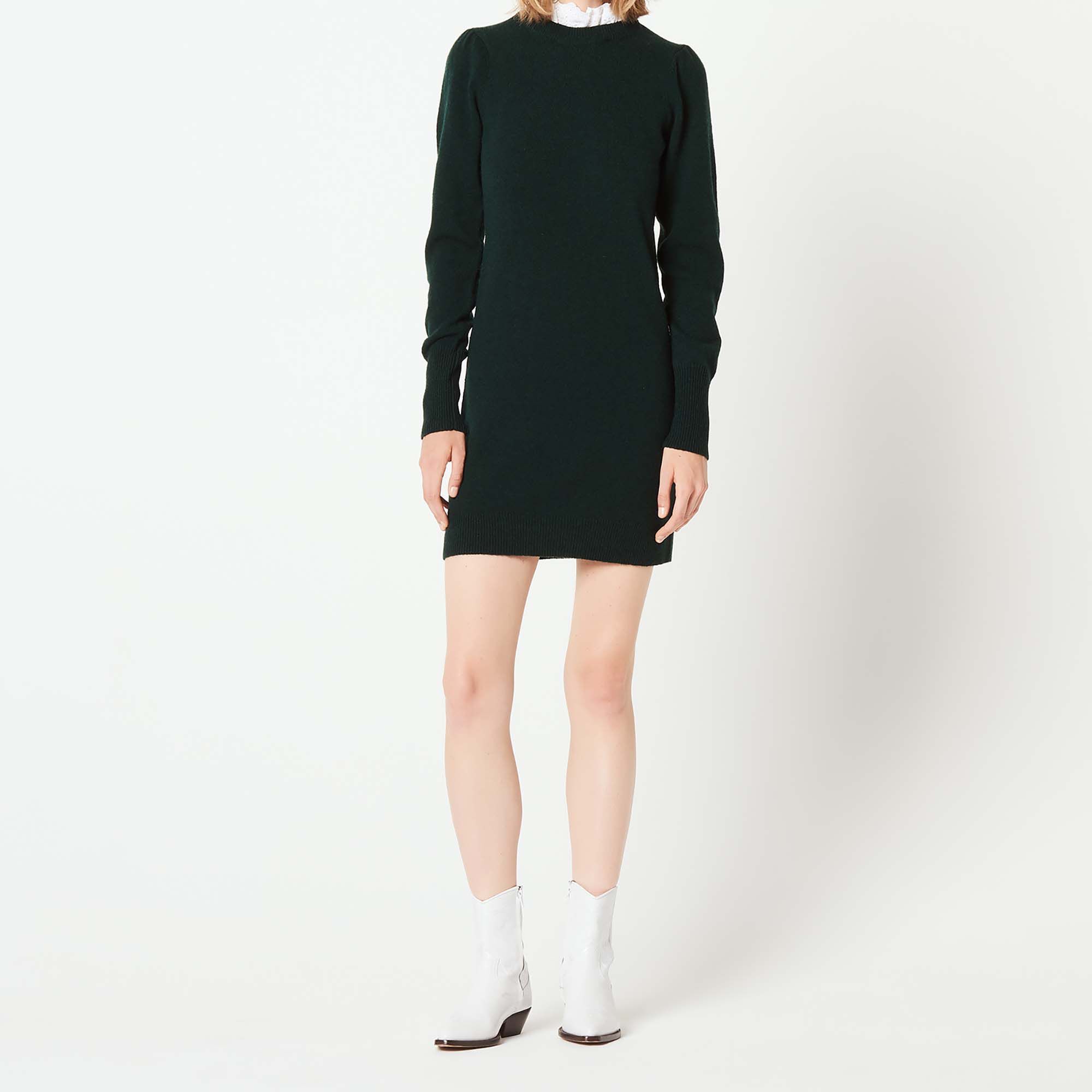 Sandro straight knit dress with ruff collar hot sale