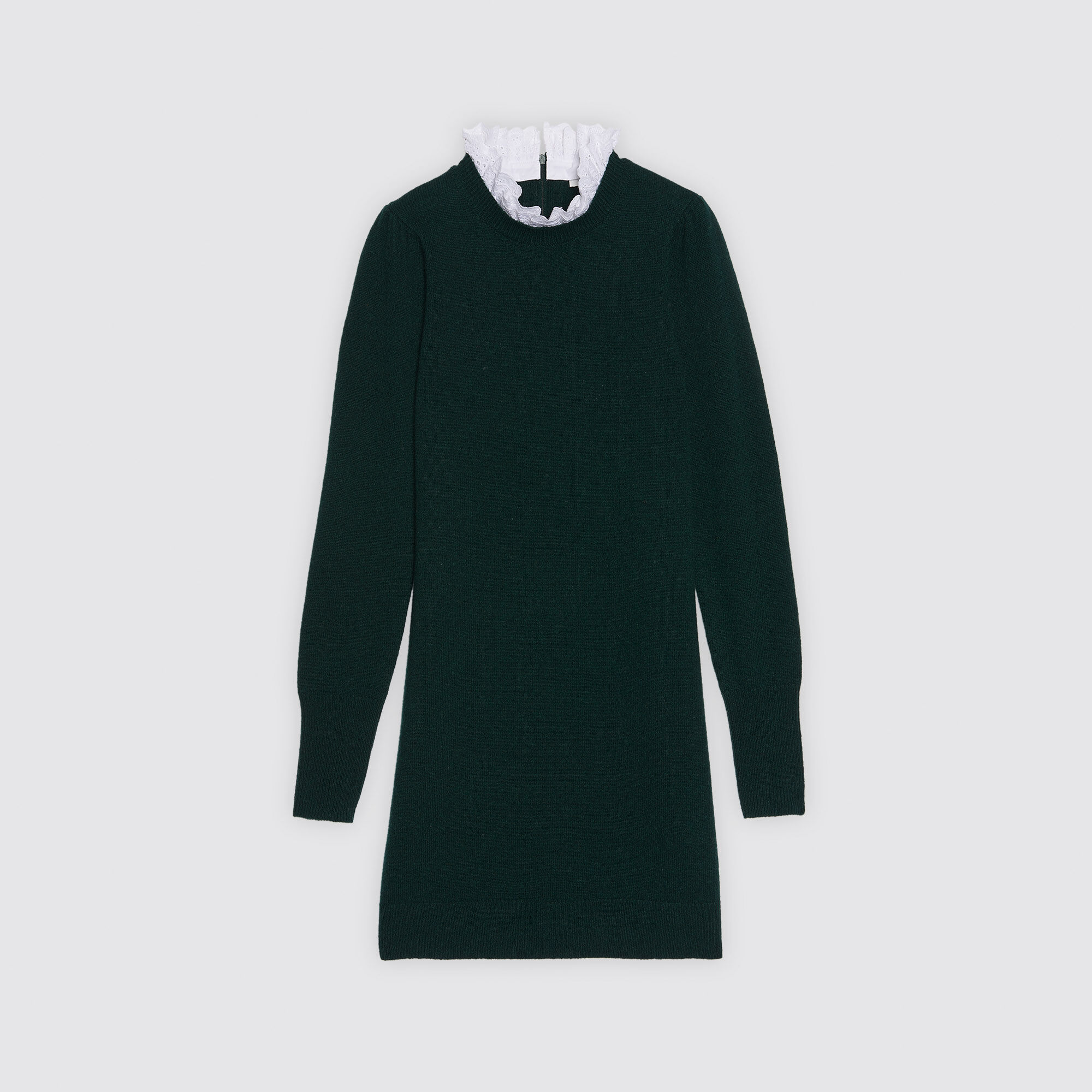 Sandro Secondhand Straight knit dress with ruff collar
