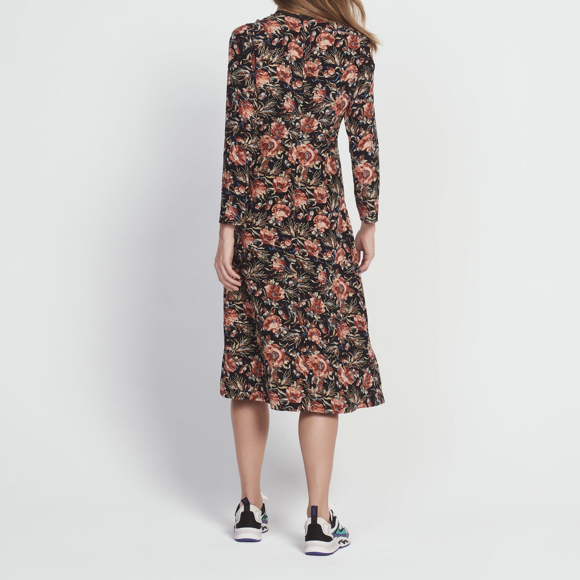 Mid-length printed silk dress | Sandro | Sandro Secondhand