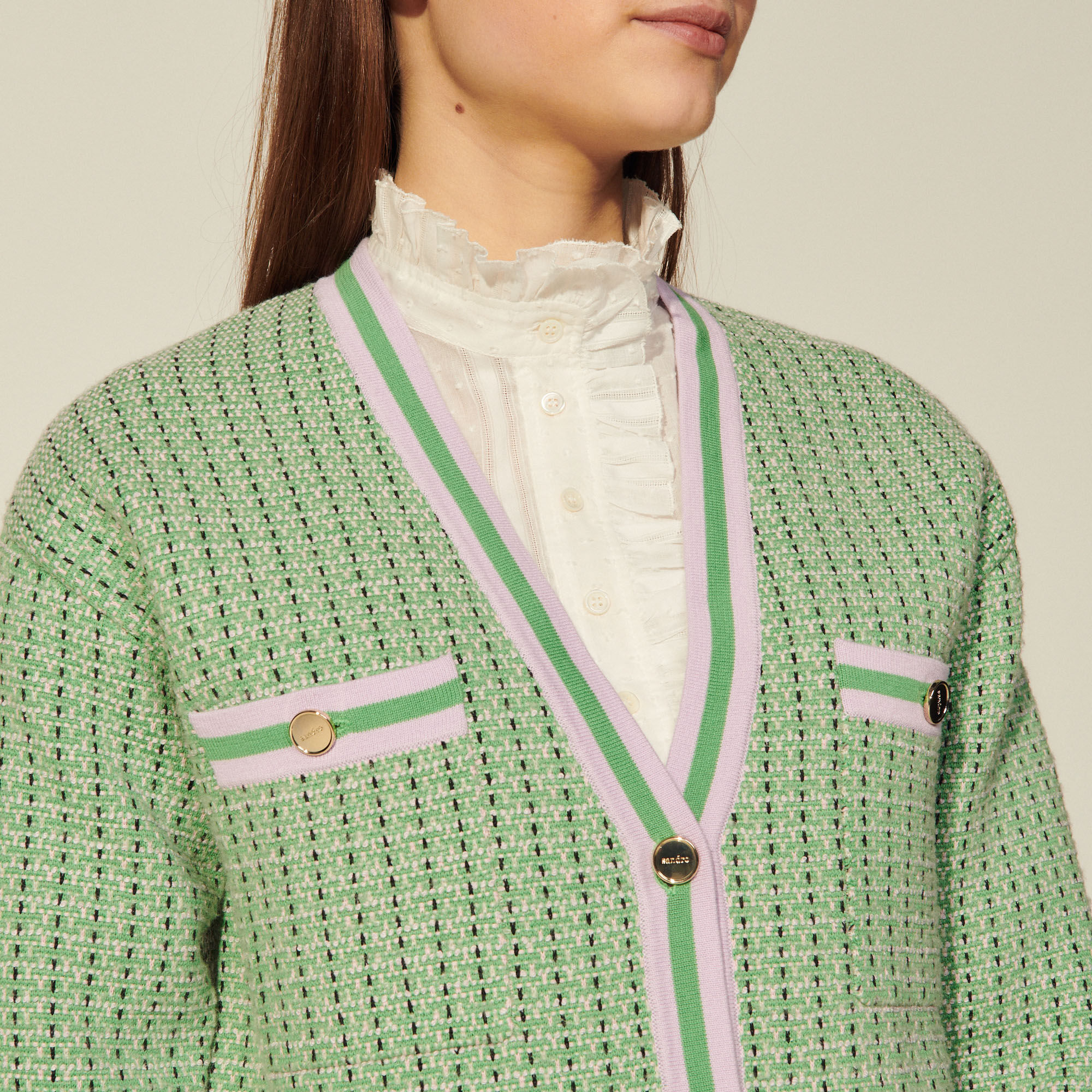 Cropped cardigan in fancy tweed Sandro Sandro Secondhand