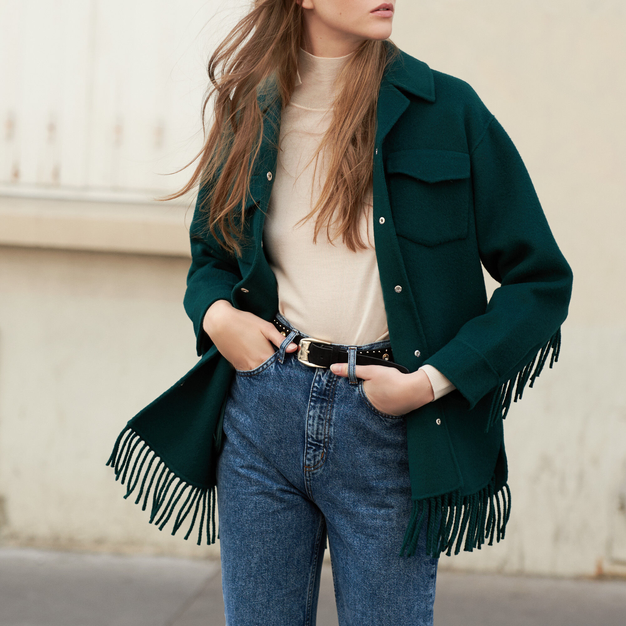 【海外限定】Sandroスエードジャケット☆High-Neck Relaxed-Fit 海外限定】Sandroスエードジャケット☆High-Neck Relaxed-Fit