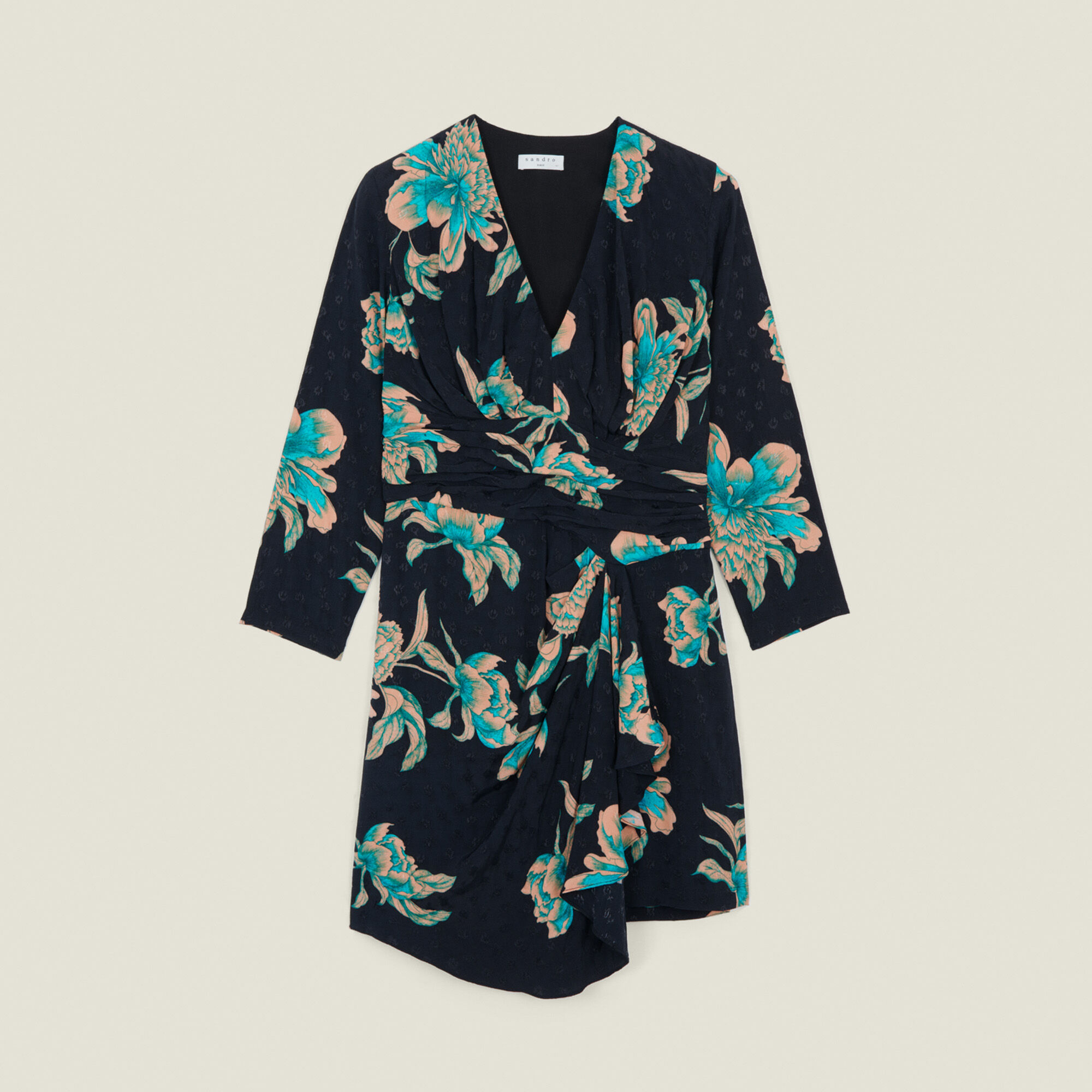 Sandro short printed silk dress on sale