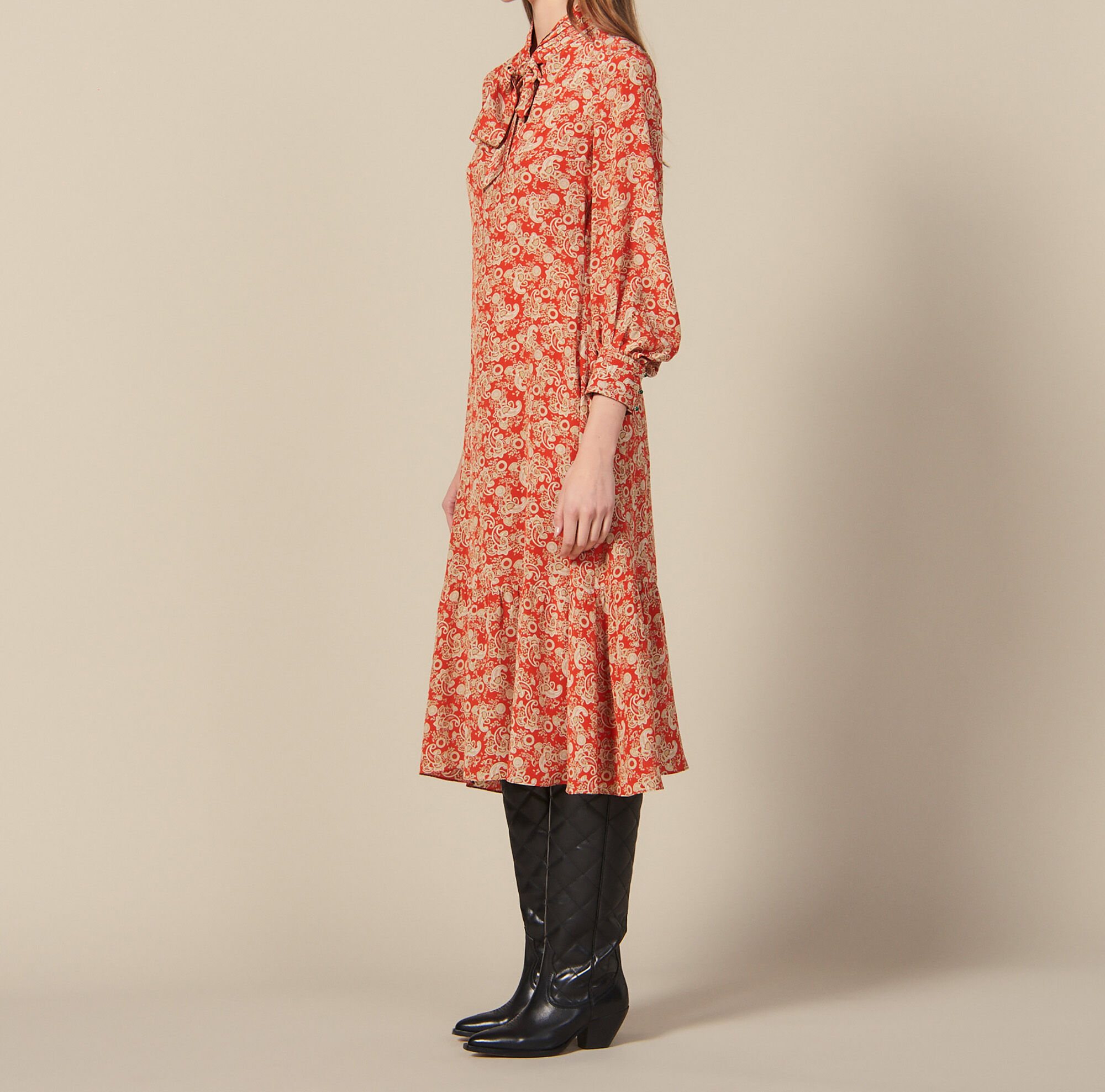 Sandro long printed dress discount