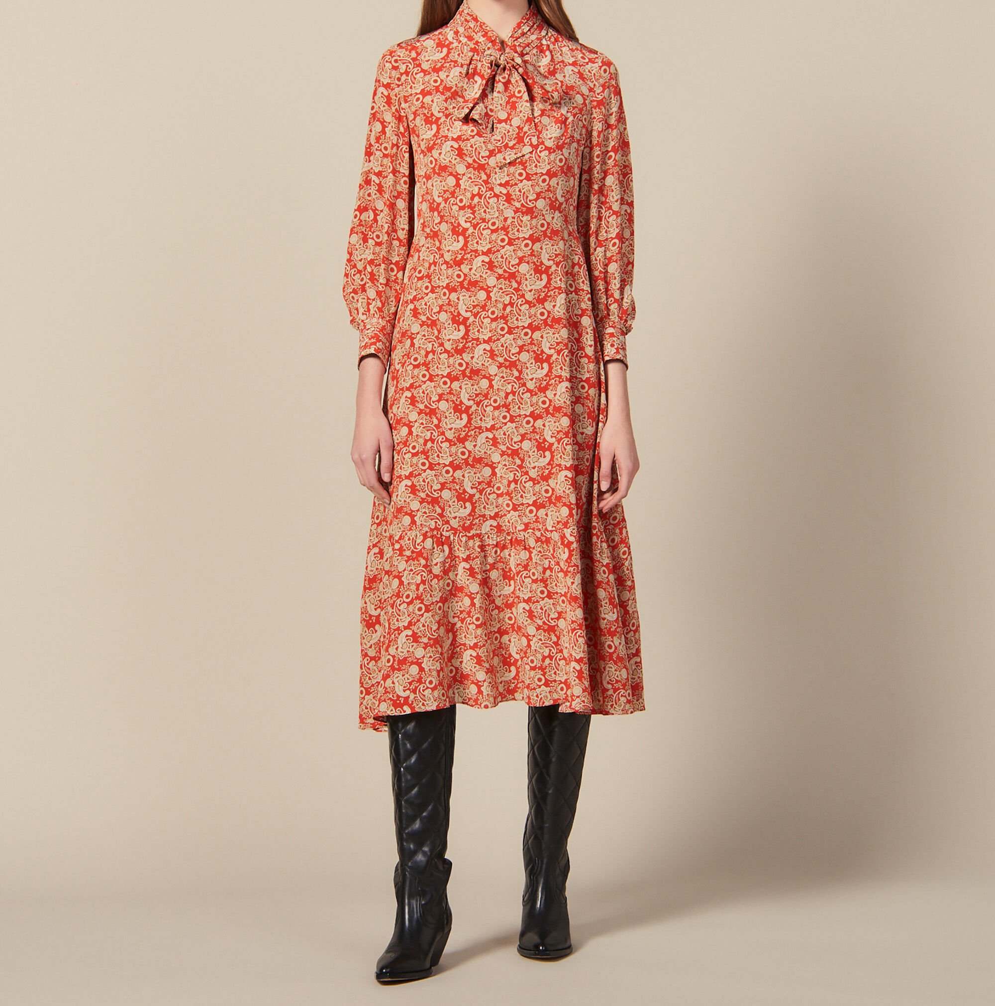 Long printed silk dress Sandro Sandro Secondhand