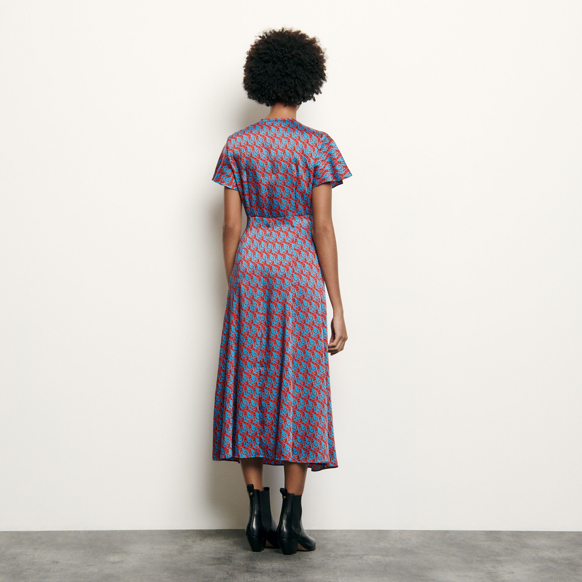 Sandro long printed dress outlet