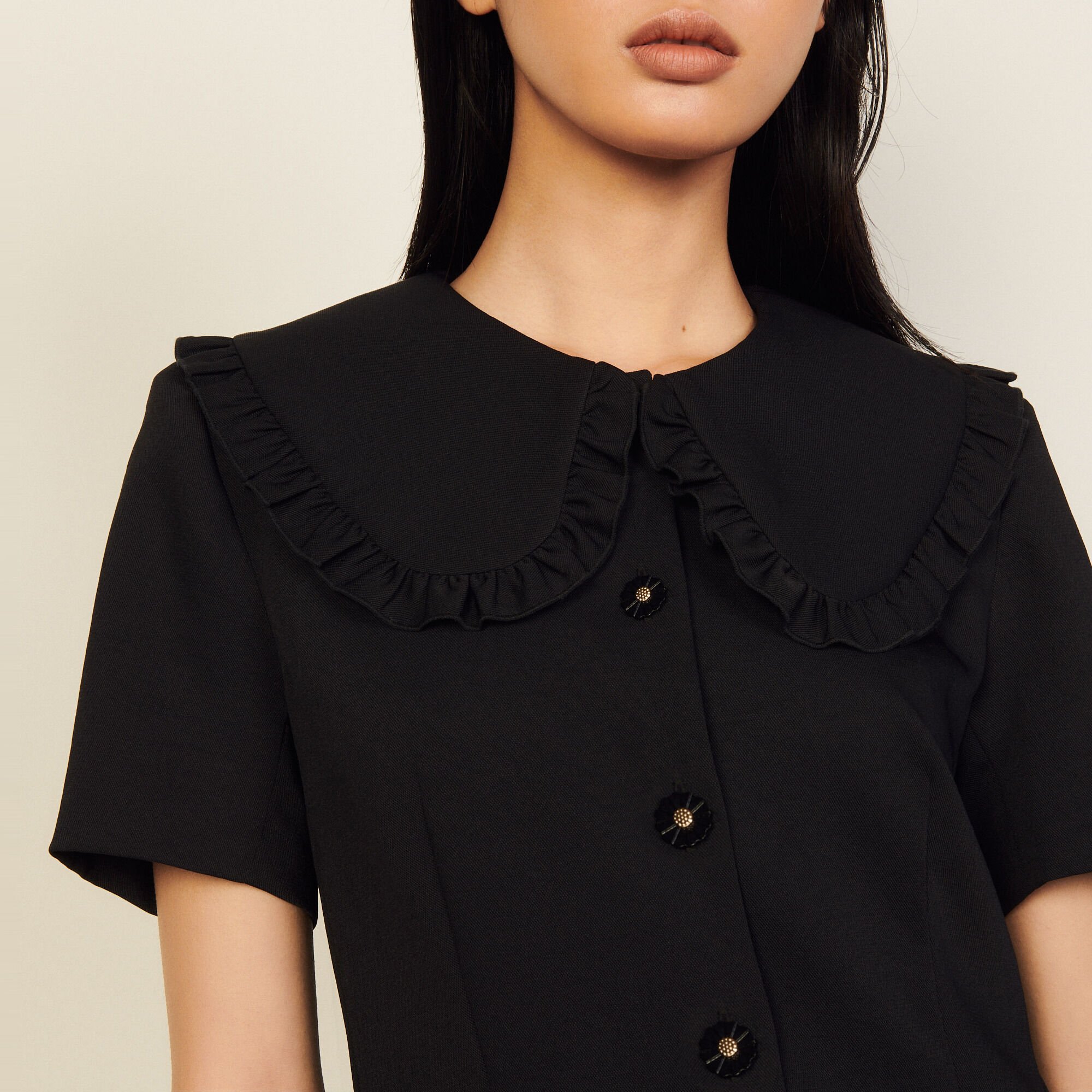 【SANDRO】Peter Pan Collar Short Dress Short dress with large Peter Pan collar | Sandro | Sandro