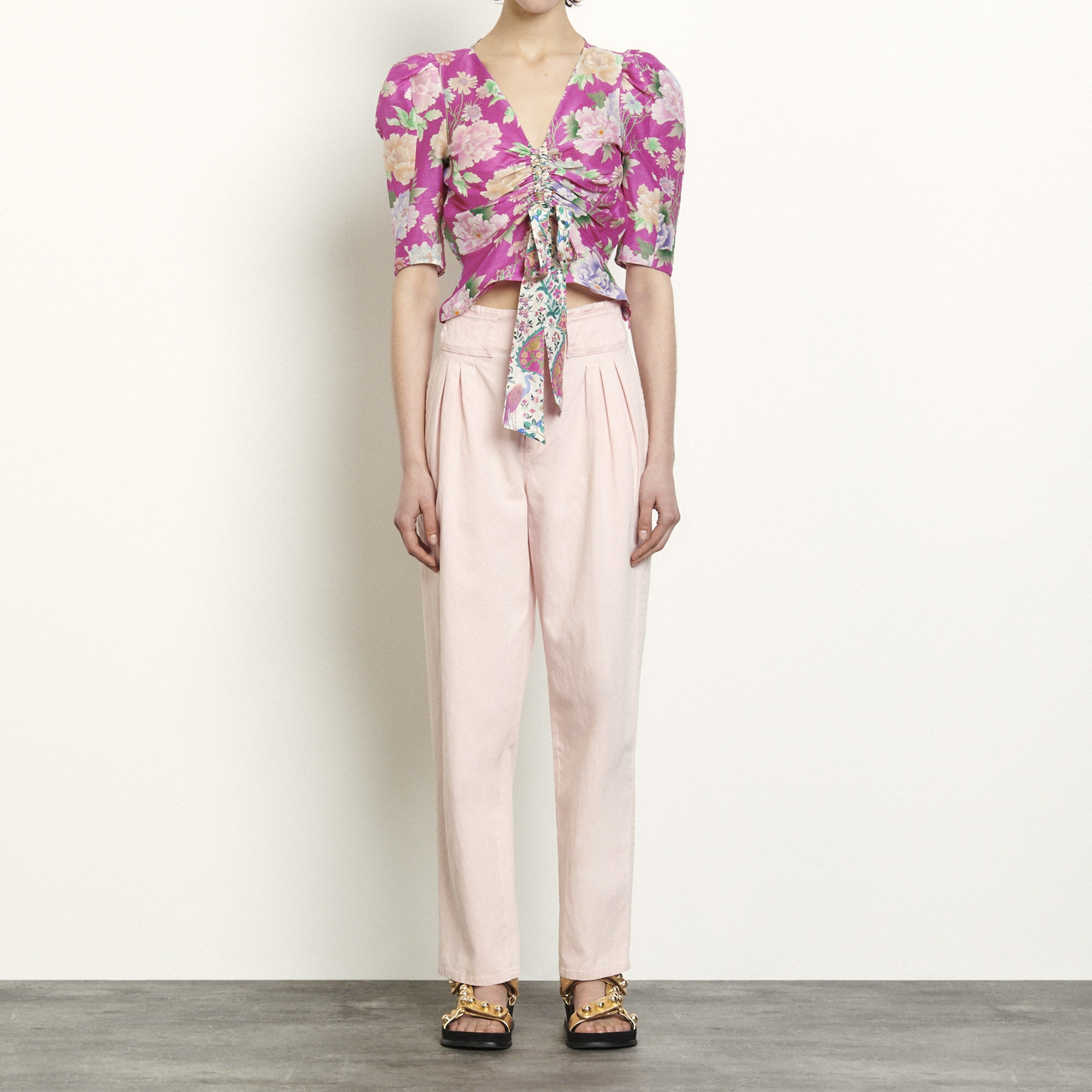 Linen and silk printed top | Sandro | Sandro Secondhand