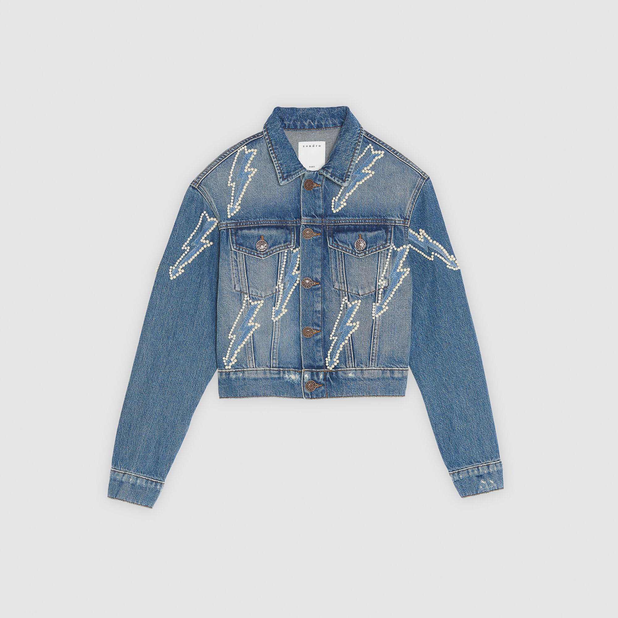 SANDRO デニムジャケット プリント入り SANDRO ウィメンズ デニムジャケット通販 - FARFETCH