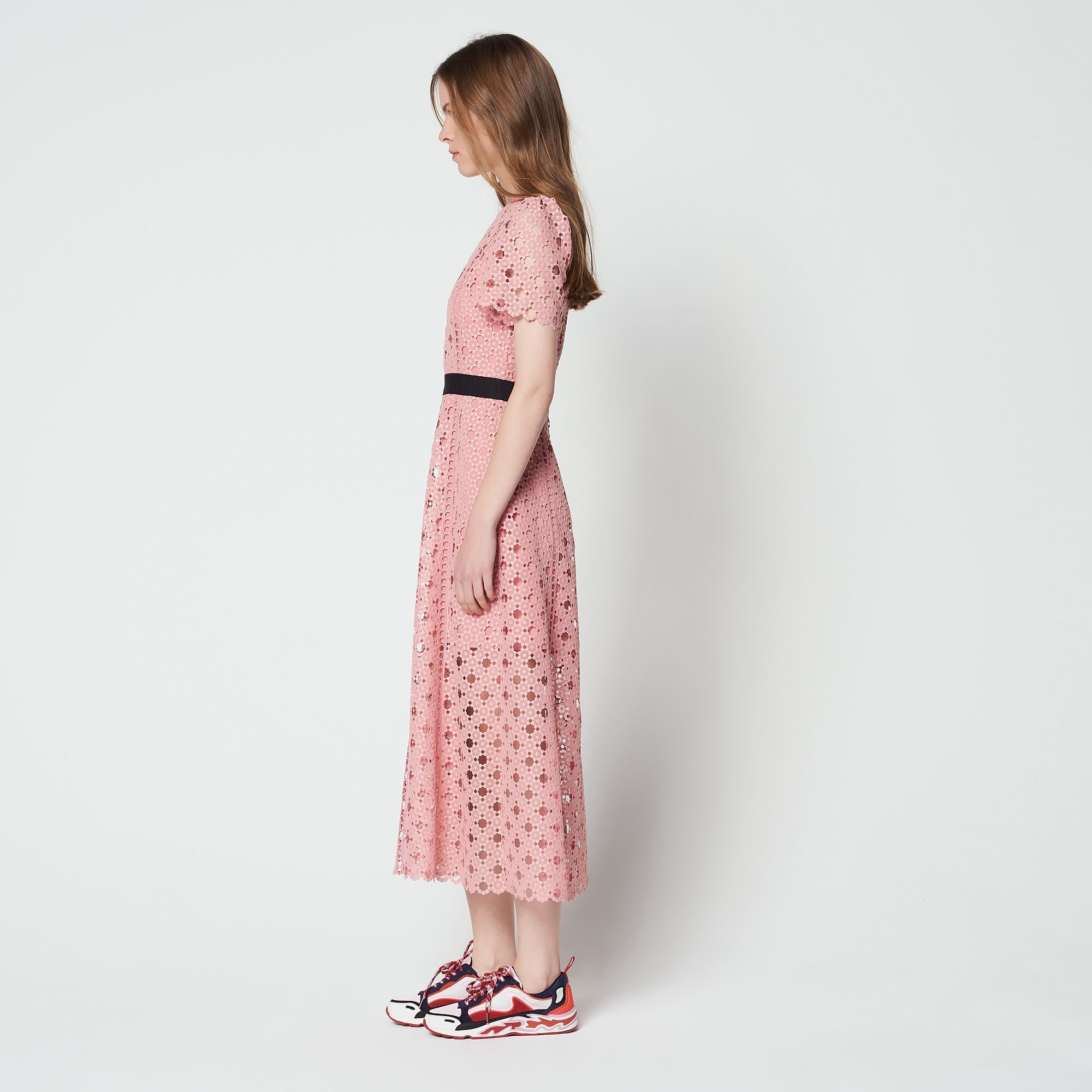 【海外限定】Sandroスカート☆Floral-Pattern Tiered-Hem Lace M luxury-women-sandro-used-