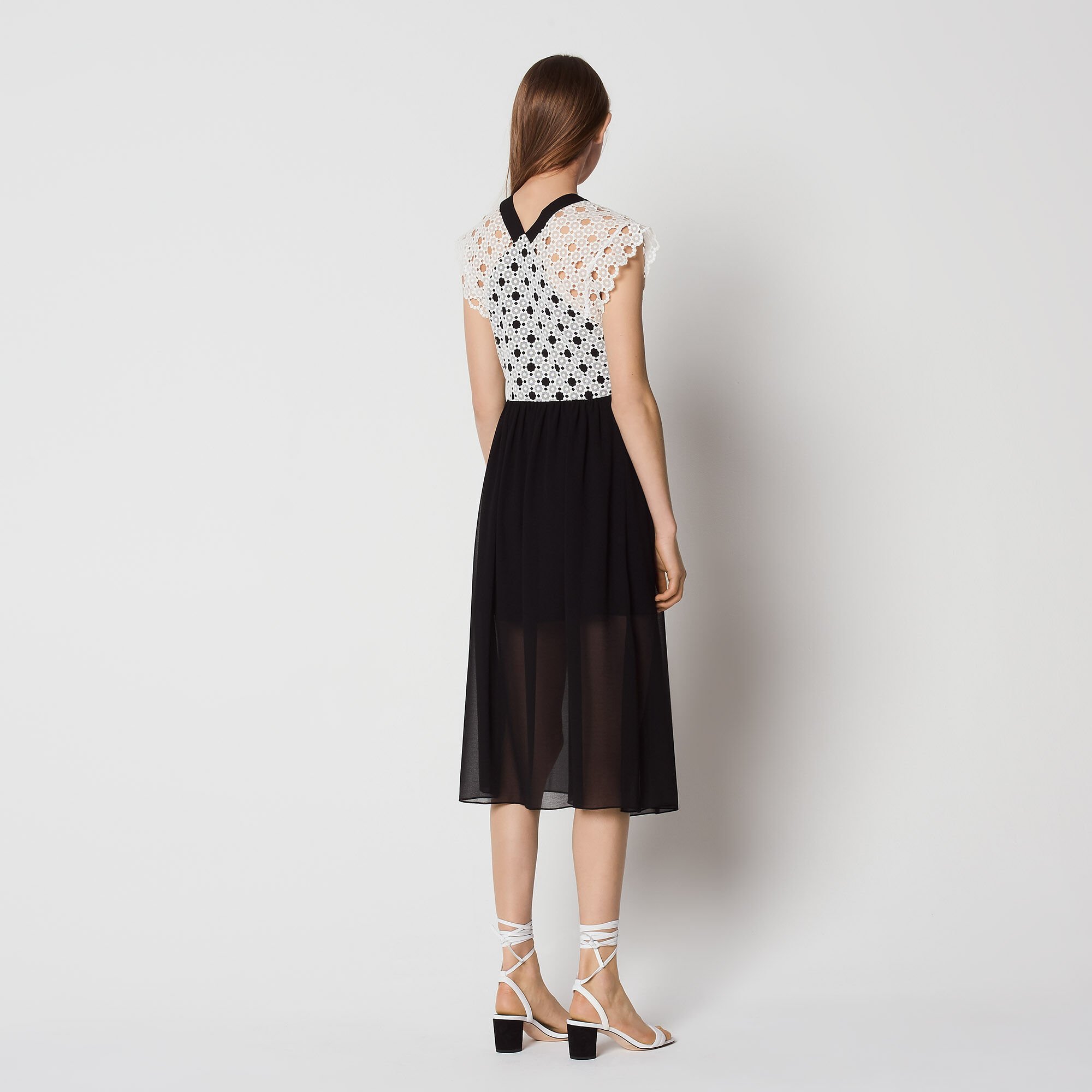 【海外限定】Sandroコットンスカート☆Mid-Rise Lace-Insert Cot Lace skirt finished with braid trim | Sandro | Sandro Secondhand
