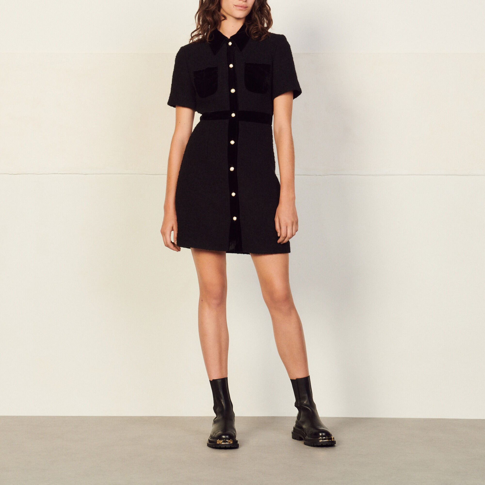 Dual-material tweed dress | Sandro | Sandro Secondhand