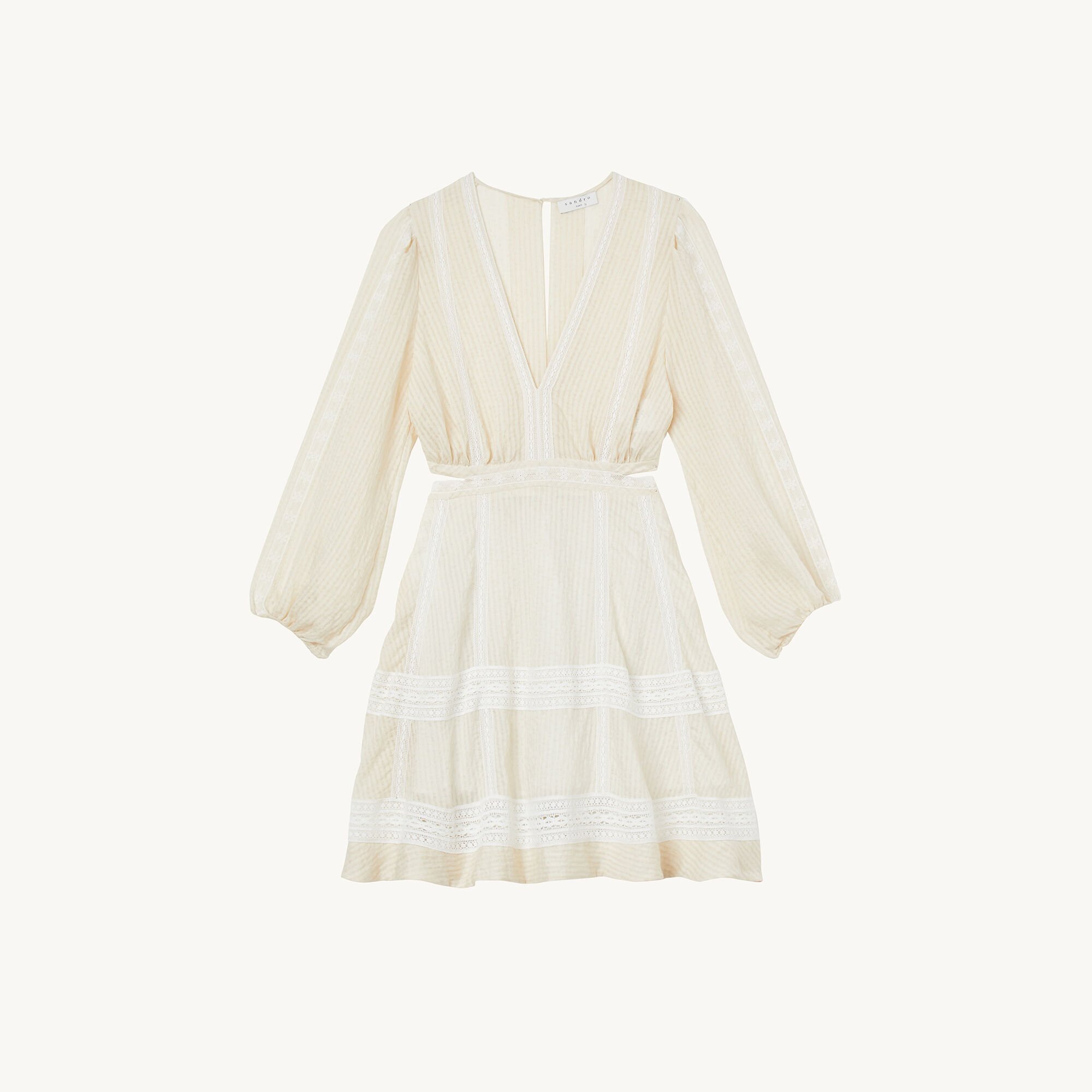 Sandro short dress with lace trim hotsell