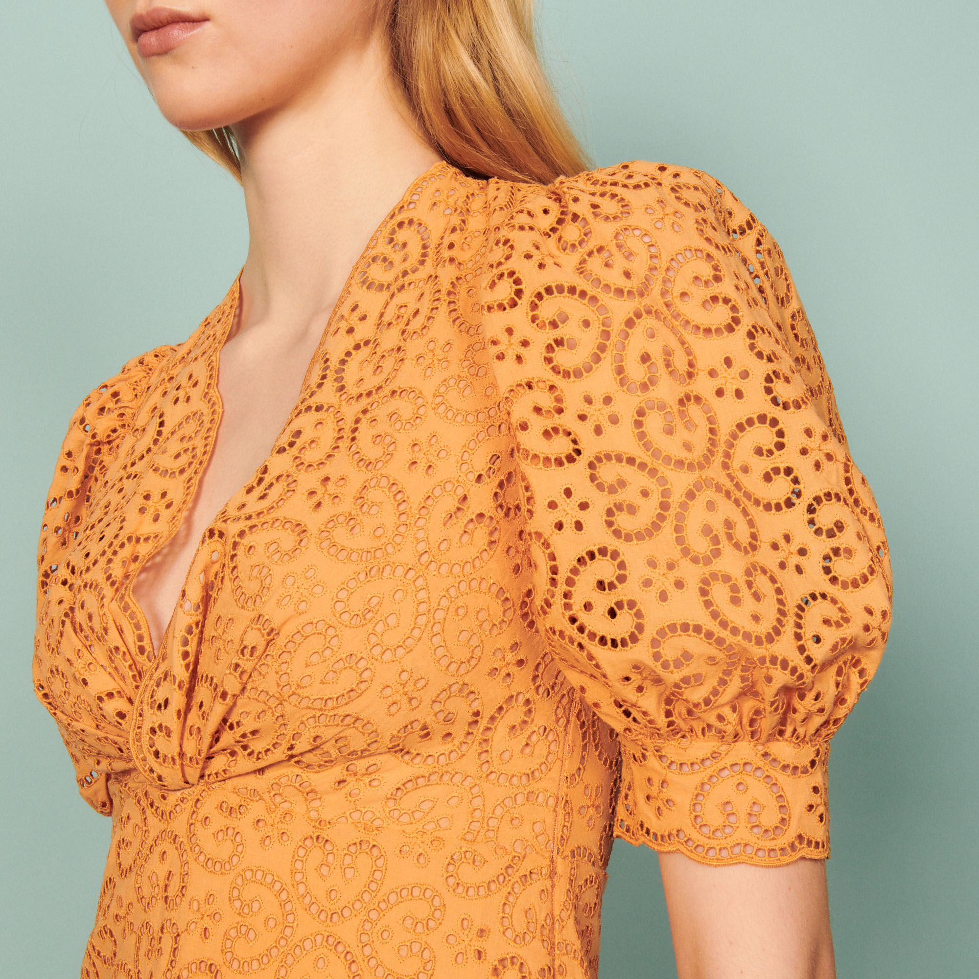 Sandro broderie anglaise dress 2025